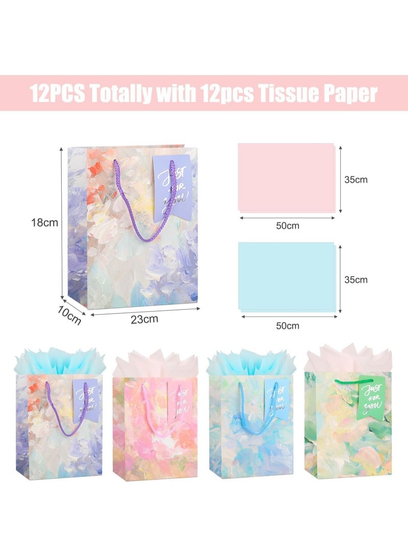 سيوسي Gift Bags, Colorful Paper Bags for Girl Women's Birthdays, Bridal Showers, Weddings, Mother's Day, Christmas, Thank You Bags-All Occation (Colorful, 12pcs, 9" Medium) - Image 4